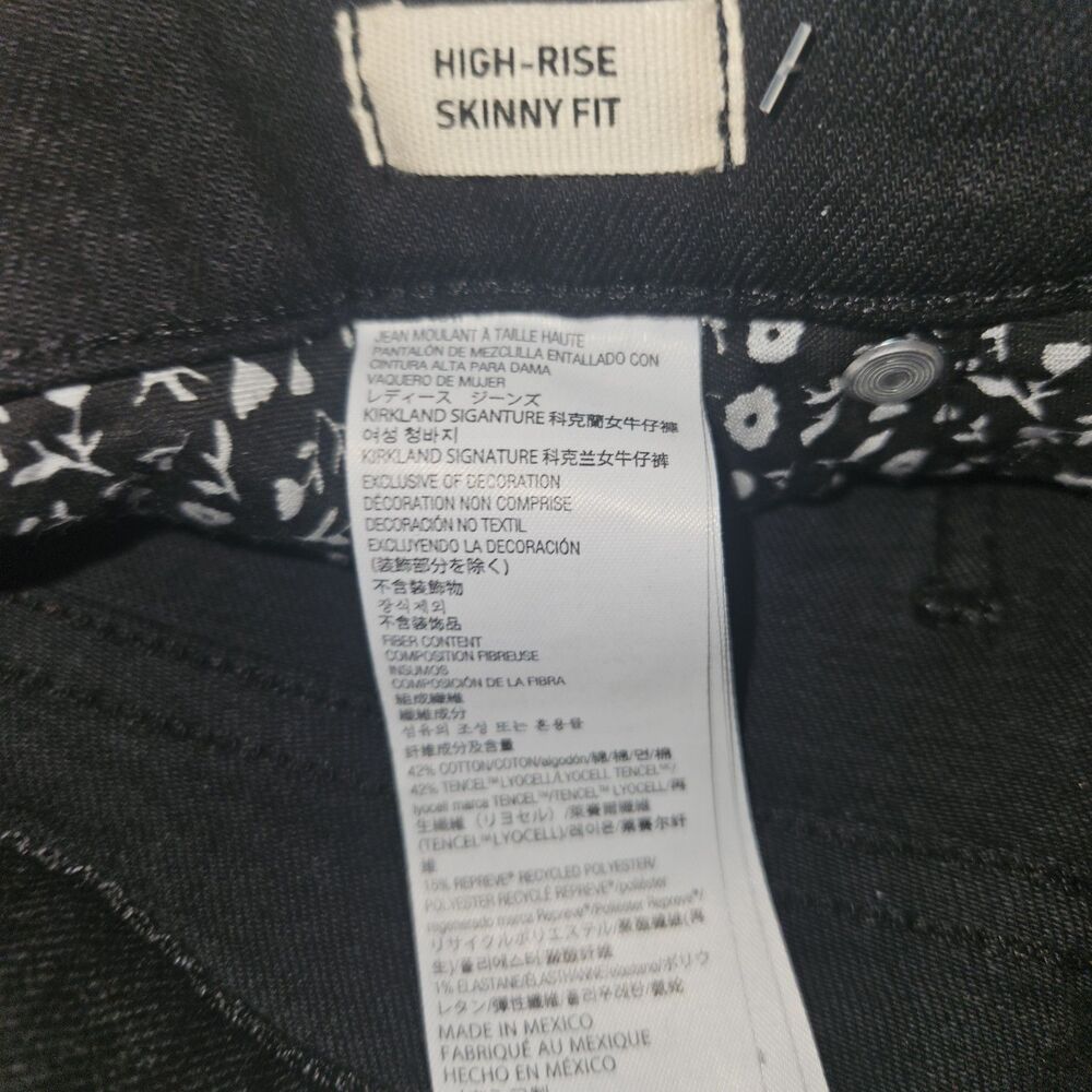 NEW Kirkland Signature Jeans High Rise Skinny, Black Denim, Size 10 - Picture 5 of 9